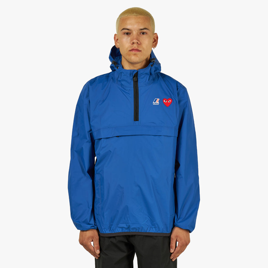 COMME des GARCONS PLAY K WAY Hoddie Half Zip Blue Livestock