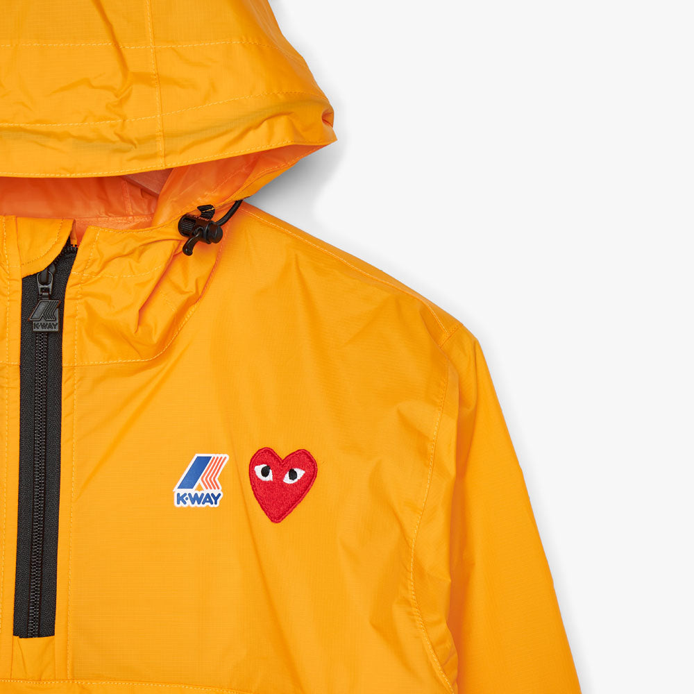 COMME des GARCONS PLAY x K Way Half Zip Hoodie Orange Livestock