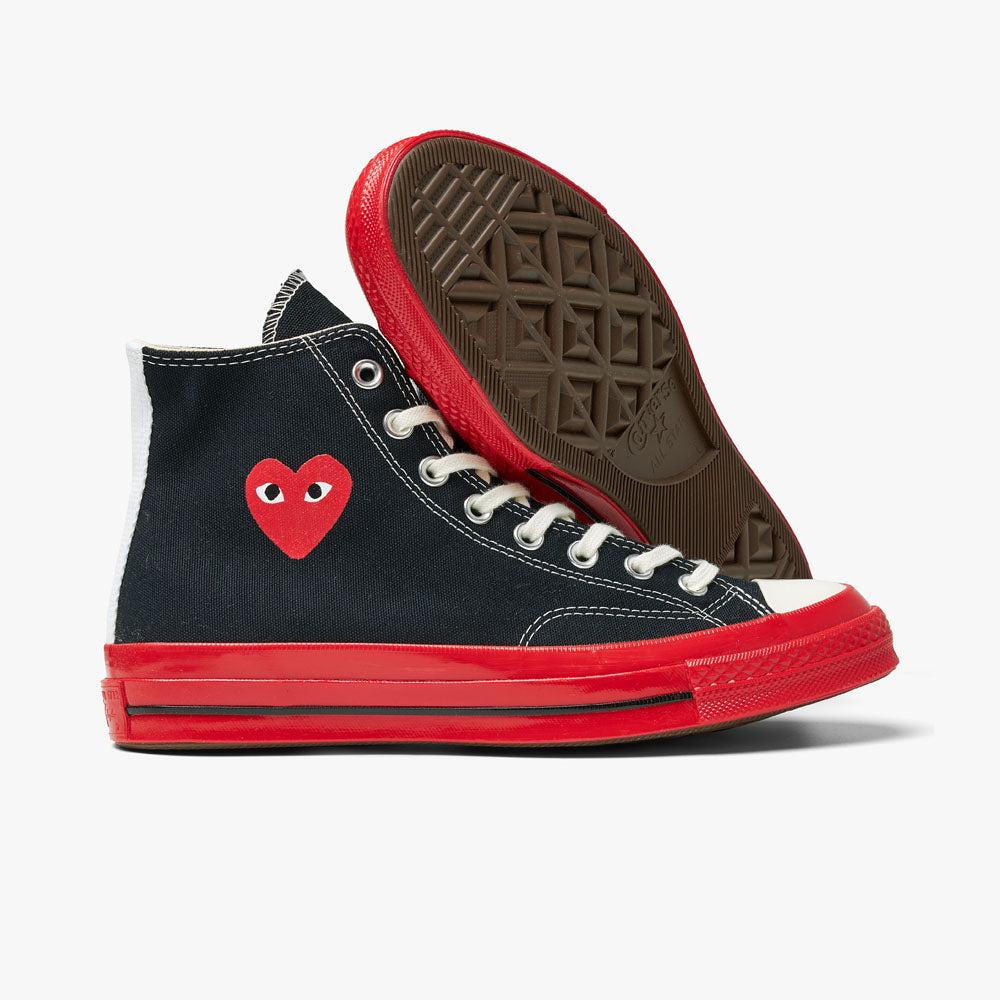 Converse x COMME des GAR ONS PLAY Chuck Taylor Hi Black Red Sole
