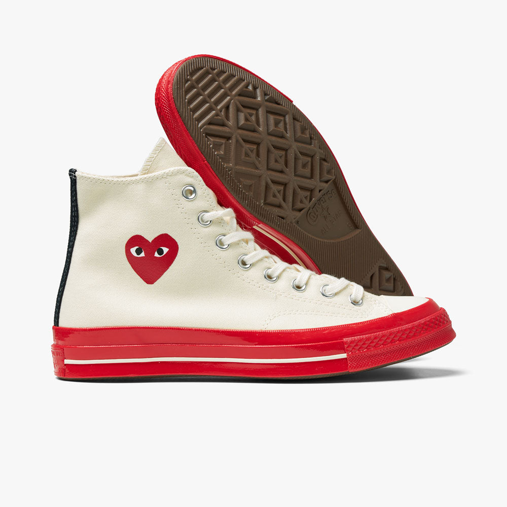 Converse x COMME des GAR ONS PLAY Chuck Taylor Hi Off White Red Sole Livestock