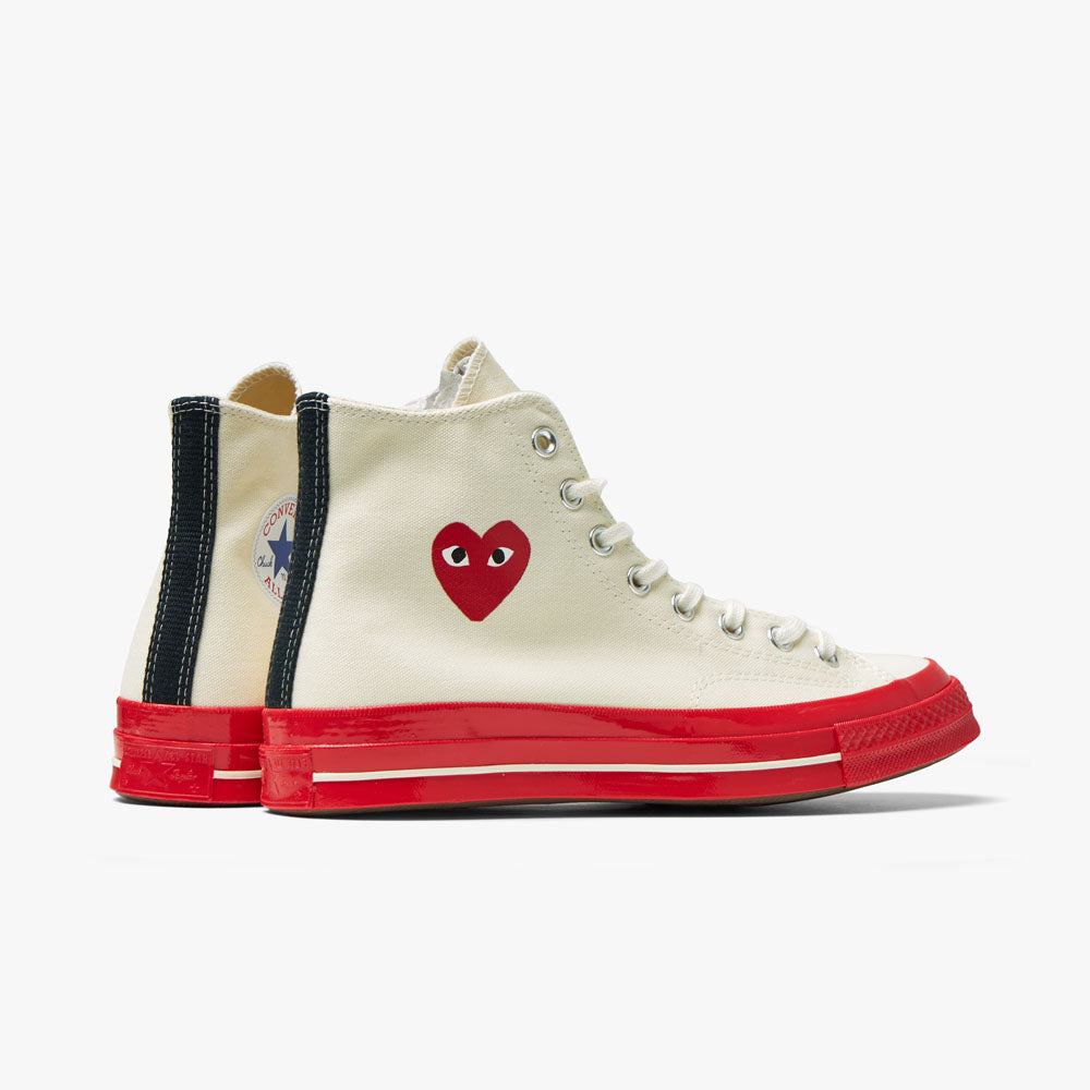 Converse x COMME des GAR ONS PLAY Chuck Taylor Hi Off White Red Sole Livestock