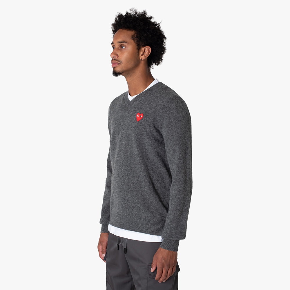 Grey sweater with red heart discount