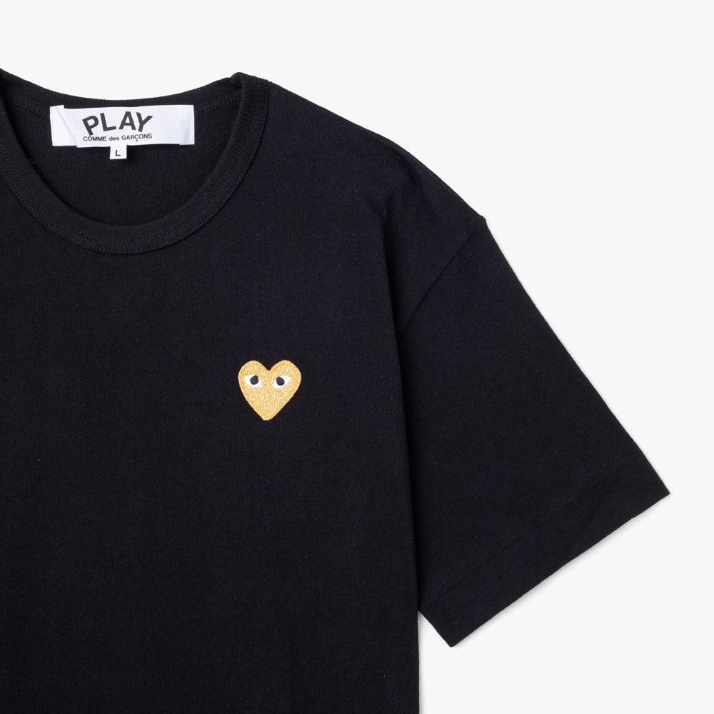 COMME des GARCONS PLAY T Shirt Gold Heart Black