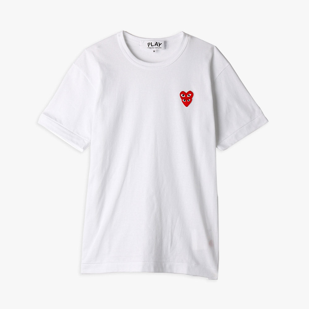 enhed strand Bidrag COMME des GARÇONS PLAY Double Heart T-shirt / White – Livestock