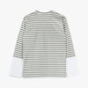 COMME des GARCONS PLAY Small Red Heart Striped White Sleeve T-Shirt / Grey / White 5