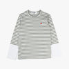 COMME des GARCONS PLAY Small Red Heart Striped White Sleeve T-Shirt / Grey / White 4