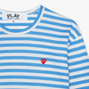 COMME des GARÇONS PLAY Red Heart Striped T-shirt Blue / White 6