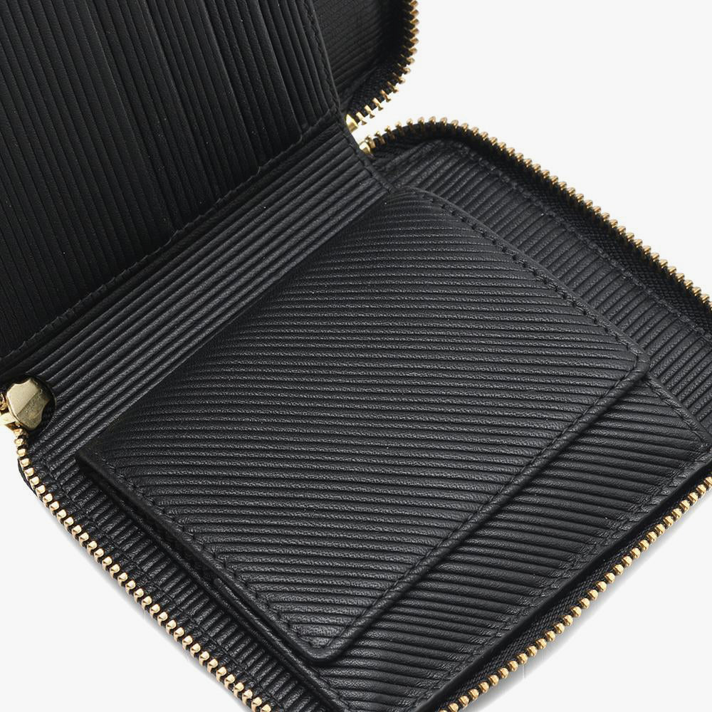 COMME des GARCONS WALLET Intersection Zip Wallet Black Livestock