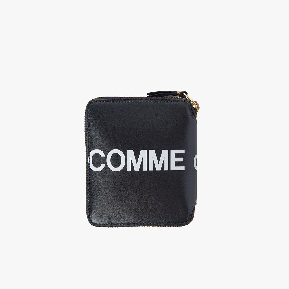 COMME des GAR ONS WALLET Huge Logo Full Zip Wallet Black Livestock