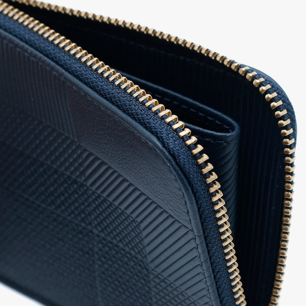 COMME des GARCONS WALLET Intersection Half Zip Wallet Navy Livestock