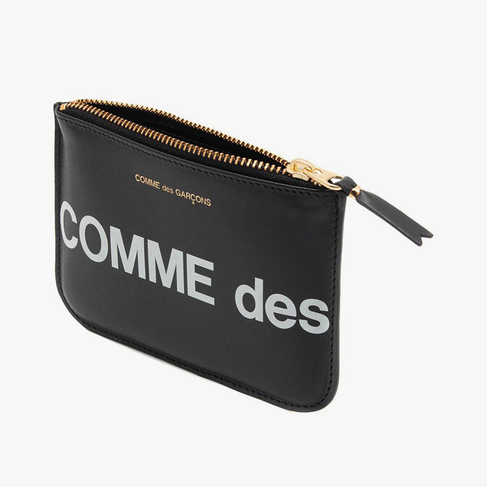 COMME des GAR ONS WALLET Huge Logo Zip Wallet Black Livestock